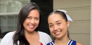 PHOTO: provided by the Freiburg family | Ava Freiburg, right, has followed in her mother Cheryl's footsteps and become a cheerleader at San Marino High School. Cheryl (Cabigas) Freiburg graduated from SMHS in 1997.