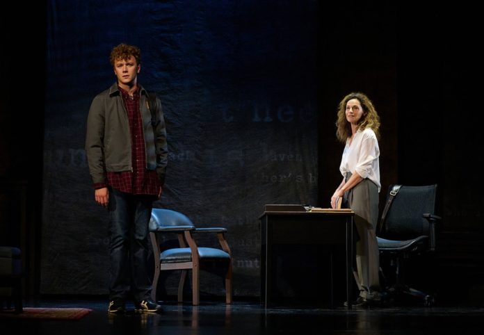 PHOTO: Mike Palma | San Marino Weekly | Anders Keith and Amy Brenneman in The Sound Inside on stage at Pasadena Playhouse.